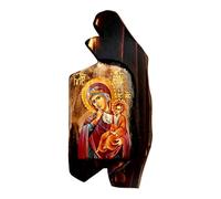 Icône en bois fait main, Chrétienne orthodoxe grecque, representant Jésus Christ et la Vierge Marie / SF0