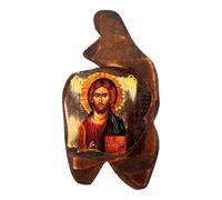 Icône en Bois Fait Main, Chrétienne orthodoxe Grecque, Representant Jésus Christ / SF00