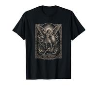 Icône Gothique Saint Michel avec Gravure « Defend Us in Battle » T-Shirt