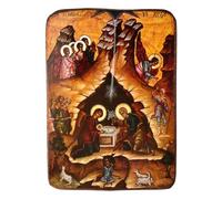 Icône grecque orthodoxe de la Nativité du Christ sur bois, fabriquée en Grèce / A0