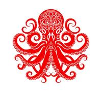 Icône mandala de pieuvre en spirales célestes noires Stickers muraux en PVC 36x37.4cm Décoration de carrosserie Rouge