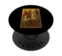Icône orthodoxe de Saint George tuant la bête PopSockets PopGrip Adhésif
