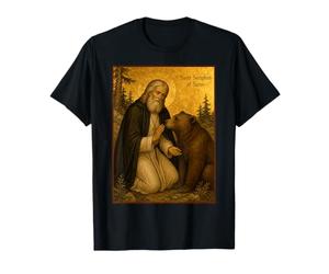 Icône orthodoxe de Saint Séraphin de Sarov avec Un Ours T-Shirt