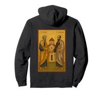 Icône orthodoxe des Saints Pierre et Paul avec l'église Sweat à Capuche