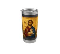 Icône orthodoxe du Christ Bon Pasteur Gobelet isotherme en acier inoxydable double paroi