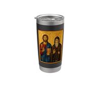 Icône orthodoxe du Christ et de l'abbé Mena Gobelet isotherme en acier inoxydable double paroi