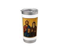 Icône orthodoxe du Christ et de l'abbé Mena Gobelet isotherme en acier inoxydable double paroi