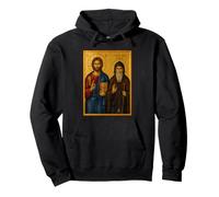 Icône orthodoxe du Christ et de l'abbé Mena Sweat à Capuche