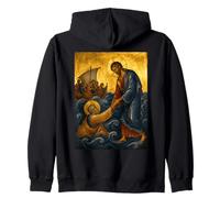 Icône orthodoxe du Christ sauvant Pierre Sweat à Capuche