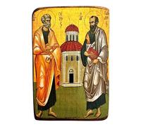 Icône orthodoxe grecque faite à la main des saints Pierre et Paul - 9 x 7 cm - A0