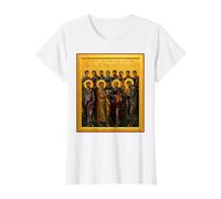 Icône orthodoxe La synaxe des Douze apôtres T-Shirt Graphique avec Valeur, Femme, Blanc, S