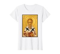 Icône orthodoxe Saint Alexandre de Jérusalem T-Shirt Graphique avec Valeur, Femme, Blanc, M