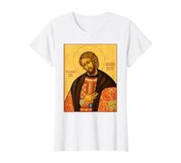 Icône orthodoxe Saint Alexandre Nevski T-Shirt Graphique avec Valeur, Femme, Blanc, S
