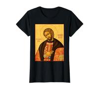Icône orthodoxe Saint Alexandre Nevski T-Shirt Graphique avec Valeur, Femme, Noir, M