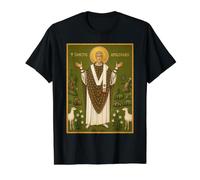 Icône orthodoxe Saint Apollinaire de Ravenne T-Shirt Graphique avec Valeur, Homme, Noir, XL
