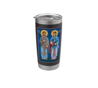 Icône orthodoxe Saint Côme et Damien de Cilicie Gobelet isotherme en acier inoxydable double paroi