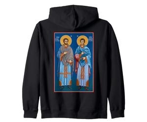 Icône orthodoxe Saint Côme et Damien de Cilicie Sweat à Capuche