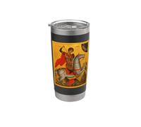 Icône orthodoxe Saint Georges battant le dragon Gobelet isotherme en acier inoxydable double paroi