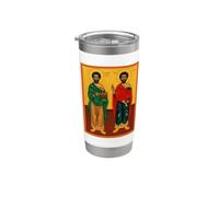 Icône orthodoxe Saints Côme et Damien Gobelet isotherme en acier inoxydable double paroi