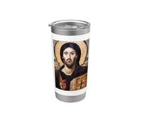Icône Pantocrator de Jésus-Christ du monastère Sainte-Catherine Gobelet isotherme en acier inoxydable double paroi
