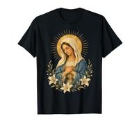 Icône sacrée de dévotion catholique de la Vierge Marie avec des lys T-Shirt Graphique avec Valeur