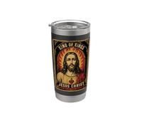 Icône sacrée de dévotion du roi Jésus-Christ religieux chrétien Gobelet isotherme en acier inoxydable double paroi