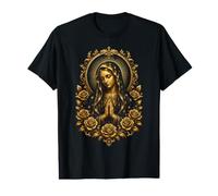 Icône sacrée ornée de Roses Vierge Marie T-Shirt Graphique avec Valeur
