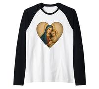 Icône Saint Marie avec bébé Jésus Christ Santa Maria Cœur Icône Manche Raglan