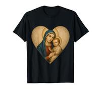 Icône Saint Marie avec bébé Jésus Christ Santa Maria Cœur Icône T-Shirt