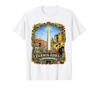 Icônes de Buenos Aires Argentine Classique Filleteado Art T-Shirt Graphique avec Valeur