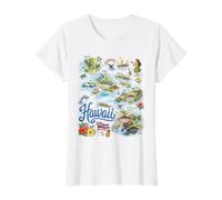 Icônes de la Carte du Pacifique d'Hawaï, Hi, USA T-Shirt Graphique avec Valeur