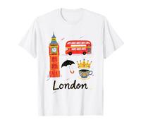 Icônes de Londres Angleterre Croquis Art City Souvenir Enfants Doodle T-Shirt