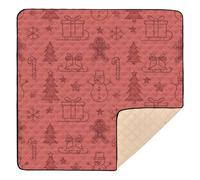 Icônes de Noël cramoisi mignonnes tapis de jeu pliable pour bébé pour le sol, tapis d'éveil léger pour bébés, nourrissons et tout-petits, 127 x 127 cm