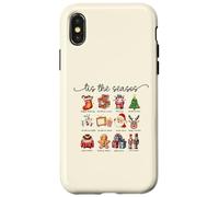 Icônes de Noël rétro Mignonnes Père Noël Arbre Pain d'épice Festif Coque pour iPhone X/XS