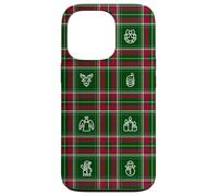 Icônes de Noël sur Fond écossais de Vacances Coque pour iPhone 13 Pro