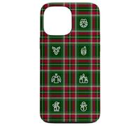 Icônes de Noël sur Fond écossais de Vacances Coque pour iPhone 13 Pro Max