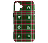 Icônes de Noël sur Fond écossais de Vacances Coque pour iPhone 16 Plus