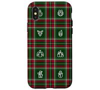 Icônes de Noël sur Fond écossais de Vacances Coque pour iPhone X/XS