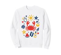 Icônes de Plage d'été dessinées à la Main Crabe Fun Kids Art Style Sweatshirt