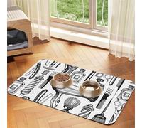 Icônes de Salon de Coiffure,Tapis d'alimentation pour Animaux de Compagnie, Sets de Table en Cuir PU pour Chats et Chiens,40x60cm