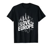 Icônes de Ville célèbres « I Love Europe » T-Shirt Graphique avec Valeur