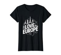 Icônes de Ville célèbres « I Love Europe » T-Shirt Graphique avec Valeur