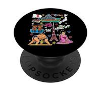Icônes du Japon, Tour de Tokyo, Carte, Sumo et Art de la Culture Japonaise PopSockets PopGrip Adhésif