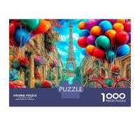 Icônes mondiales Puzzle 1000 Pièces Paris Rue avec des Ballons Cadeau Puzzle Parfait, Relaxant Et Décoratif, Idéal pour Adultes Et Moments en Famille 70x50cm/1000pcs