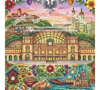 Iconic European Train Stations for Relaxation Book I: Detailed Line Art of Famous Railway Stations Across Europe for Stress Relief and Mindfulness