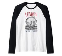 Iconic London Skyline Grande-Bretagne Britannique Femmes Garçons Filles Manche Raglan