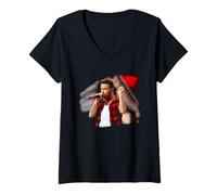 Iconic Photo Moments - Femme T-Shirt Noir à Col en V - One Direction Liam Payne Murrayfield Stadium 2014 - S