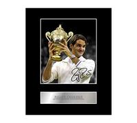 Iconic pics Photo dédicacée encadrée de Roger Federer Champion de Wimbledon