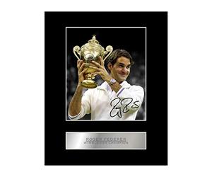 Iconic pics Photo dédicacée encadrée de Roger Federer Champion de Wimbledon