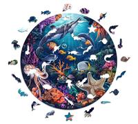 Iconic Puzzles - Animaux Marins, Animaux fantastiques, Puzzle en Bois 100% Durable, Cadeaux pour Enfants et Adultes, Taille S, 200 pièces